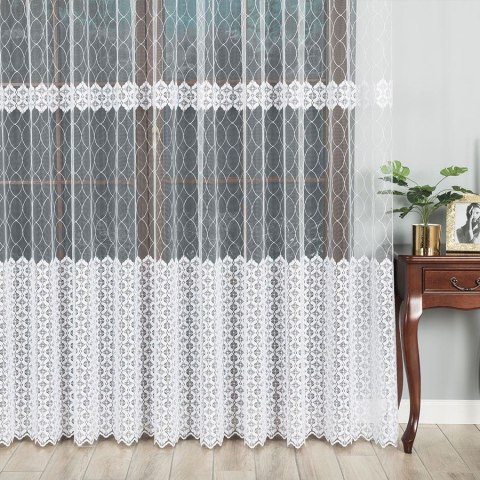Firanka haftowana 810735 wysokość 280 cm kolor biały