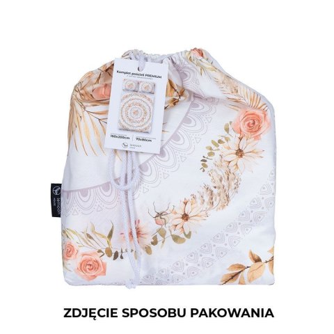 KWIATY BOHO, Komplet pościeli PREMIUM z satyny bawełnianej 160x200cm, zadruk jednostronny T00099/SAT/001/160200/1 KWIATY BOHO, Komplet pościeli PREMIUM z satyny bawełnianej 160x200cm, zadruk jednostronny T00099/SAT/001/160200/1