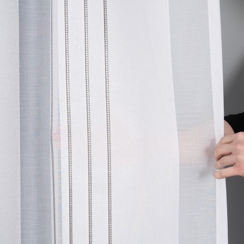 Tkanina dekoracyjna, biało grafitowe pionowe pasy po całości 433000/000/003/000300/1