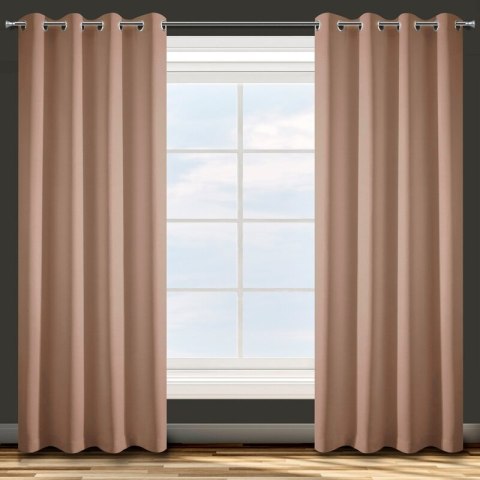 Zasłona z jednobarwnej, gładkiej tkaniny ADORE 140x250 cm kolor jasnobrązowy