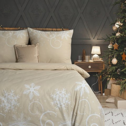 Komplet pościeli bawełnianej SANTA 220x200 cm kolor beżowy Komplet pościeli bawełnianej SANTA 220x200 cm kolor beżowy