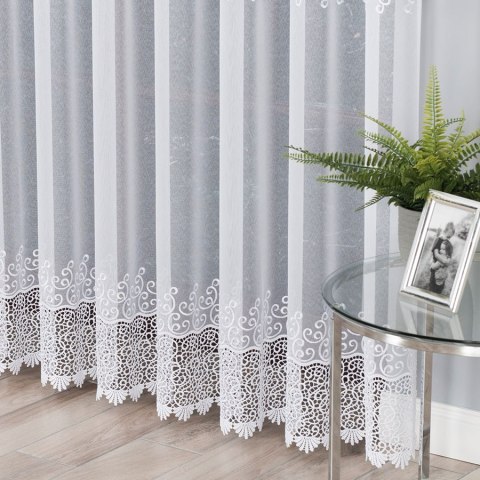 Firanka z aplikacją na markizecie 082492 wysokość 250 cm kolor biały