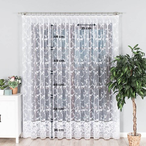 Firanka żakardowa 049331 wysokość 250 cm kolor biały