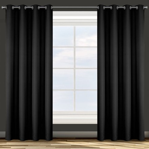 Zasłona z jednobarwnej, gładkiej tkaniny ADORE 140x250 cm kolor czarny
