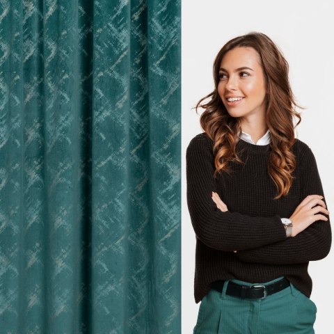 Zasłona gotowa na taśmie ADRIA 140x270 cm kolor ciemnoturkusowy