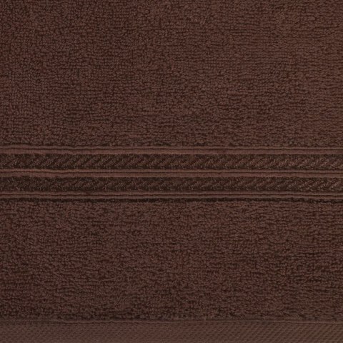 Ręcznik z żakardową bordiurą LORI 50x90 cm kolor brązowy Ręcznik z żakardową bordiurą LORI 50x90 cm kolor brązowy