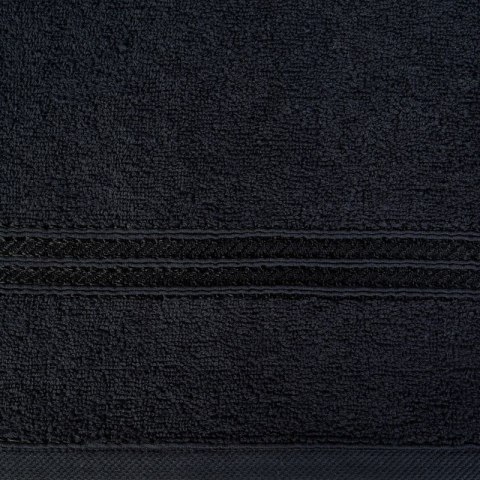 Ręcznik z żakardową bordiurą LORI 70x140 cm kolor czarny Ręcznik z żakardową bordiurą LORI 70x140 cm kolor czarny