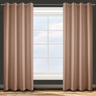 Zasłona z jednobarwnej, gładkiej tkaniny ADORE 140x250 cm kolor jasnobrązowy