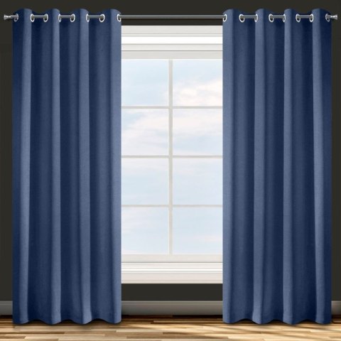 Zasłona z jednobarwnej, gładkiej tkaniny ADORE 140x250 cm kolor granatowy