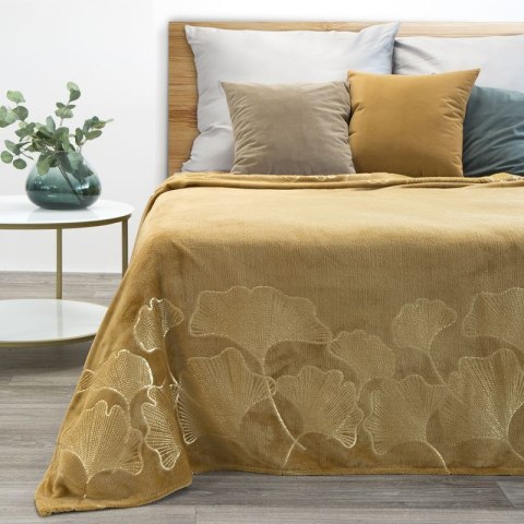 Miękki i miły w dotyku koc GINKO 150x200 cm kolor złoty Miękki i miły w dotyku koc GINKO 150x200 cm kolor złoty