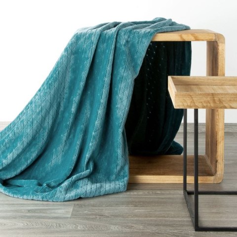 Ciepły i puchaty koc CINDY 170x210 cm kolor turkusowy Ciepły i puchaty koc CINDY 170x210 cm kolor turkusowy