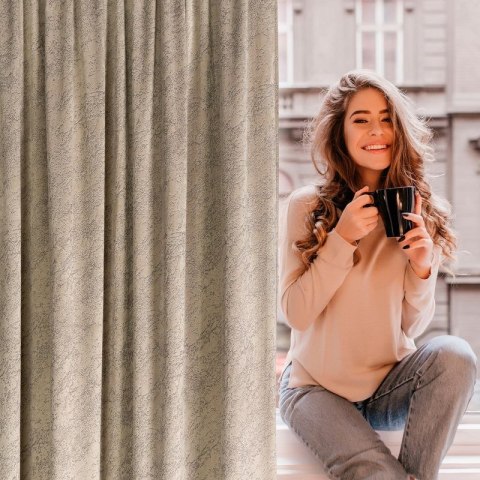 Zasłona gotowa na taśmie RIVA 140x270 cm kolor ciemnobeżowy